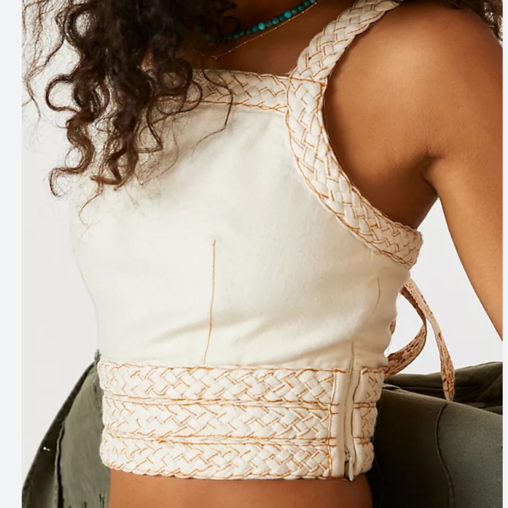 Pilcro Cream Woven Strap Top